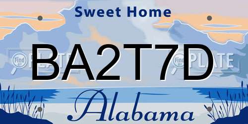 BA2T7D Alabama License Plate