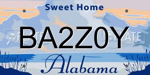 BA2Z0Y Alabama License Plate