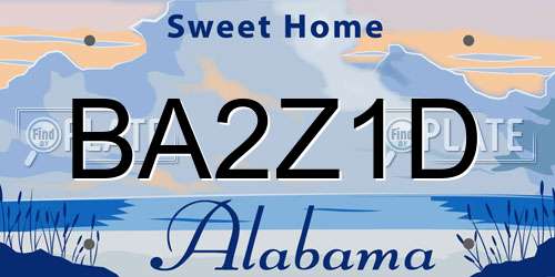 BA2Z1D Alabama License Plate