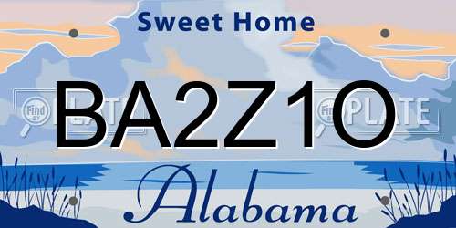 BA2Z1O Alabama License Plate