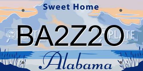 BA2Z2O Alabama License Plate