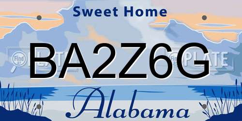 BA2Z6G Alabama License Plate