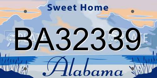 BA32339 Alabama License Plate