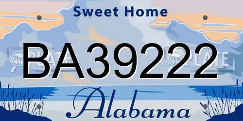 BA39222 Alabama License Plate