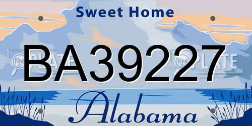 BA39227 Alabama License Plate