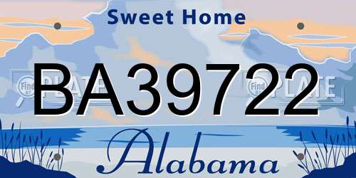 BA39722 Alabama License Plate