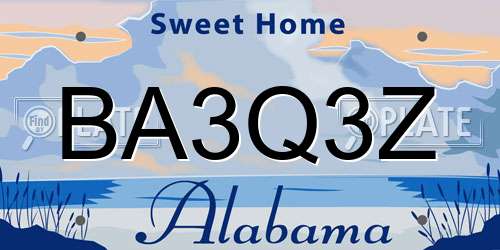BA3Q3Z Alabama License Plate