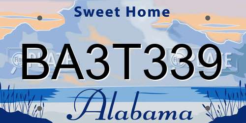 BA3T339 Alabama License Plate