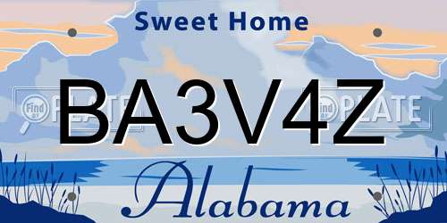 BA3V4Z Alabama License Plate