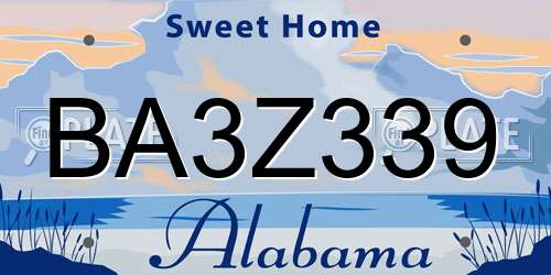 BA3Z339 Alabama License Plate
