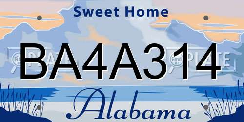 BA4A314 Alabama License Plate