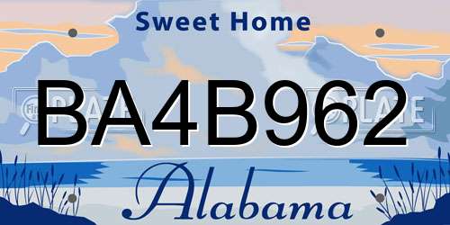 BA4B962 Alabama License Plate