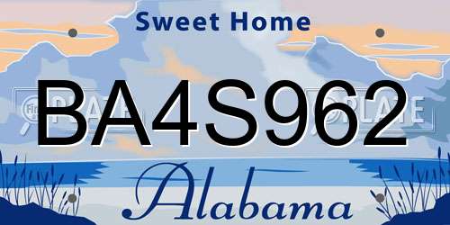 BA4S962 Alabama License Plate
