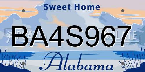 BA4S967 Alabama License Plate