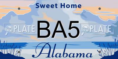BA5 Alabama License Plate
