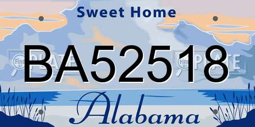 BA52518 Alabama License Plate