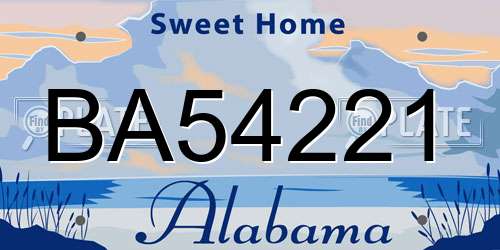 BA54221 Alabama License Plate