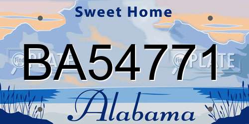 BA54771 Alabama License Plate