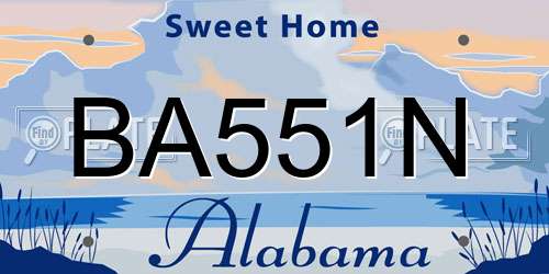 BA551N Alabama License Plate