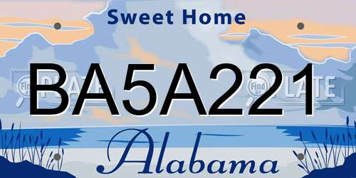BA5A221 Alabama License Plate