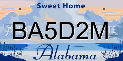 BA5D2M Alabama License Plate