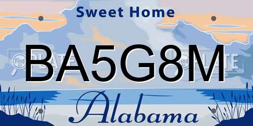 BA5G8M Alabama License Plate