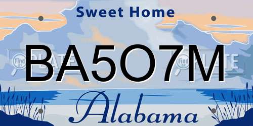 BA5O7M Alabama License Plate