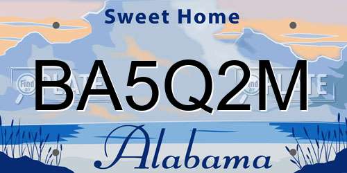 BA5Q2M Alabama License Plate