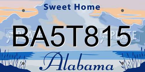 BA5T815 Alabama License Plate