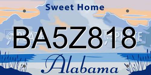 BA5Z818 Alabama License Plate
