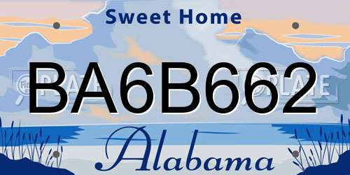 BA6B662 Alabama License Plate