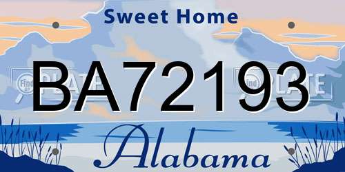 BA72193 Alabama License Plate