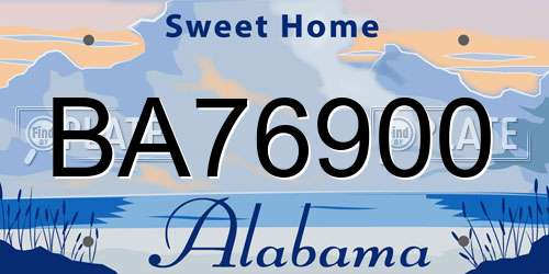 BA76900 Alabama License Plate