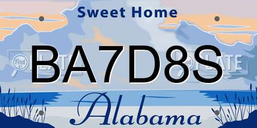 BA7D8S Alabama License Plate