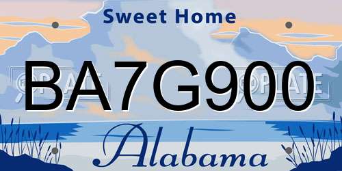 BA7G900 Alabama License Plate