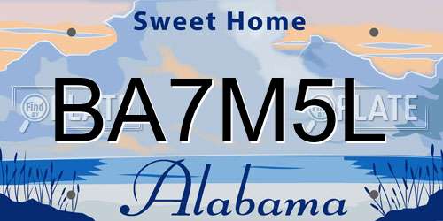 BA7M5L Alabama License Plate