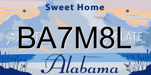 BA7M8L Alabama License Plate