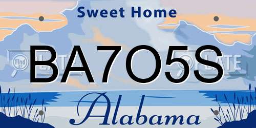 BA7O5S Alabama License Plate