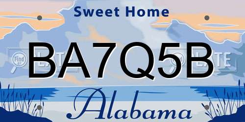 BA7Q5B Alabama License Plate