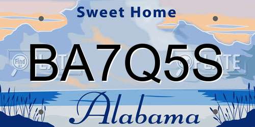 BA7Q5S Alabama License Plate