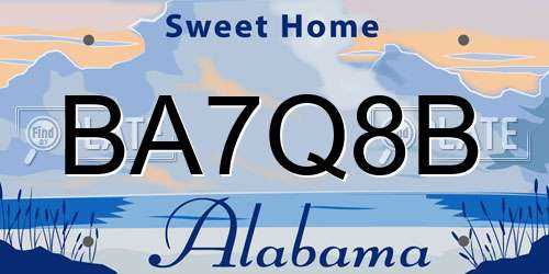 BA7Q8B Alabama License Plate