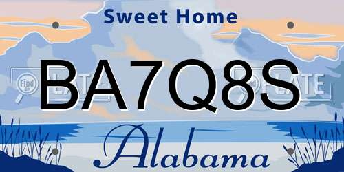 BA7Q8S Alabama License Plate
