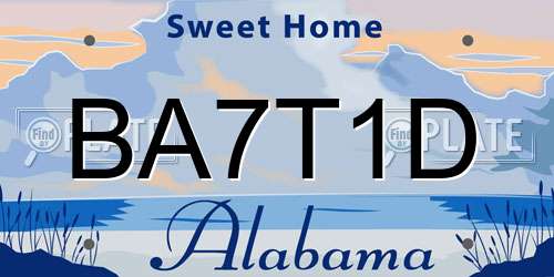 BA7T1D Alabama License Plate