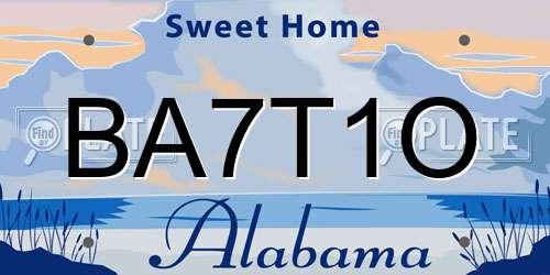 BA7T1O Alabama License Plate