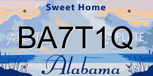 BA7T1Q Alabama License Plate