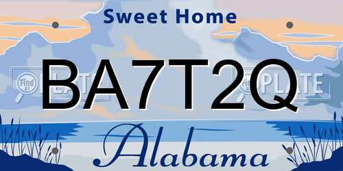 BA7T2Q Alabama License Plate