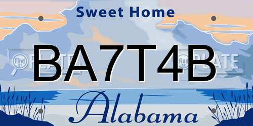 BA7T4B Alabama License Plate