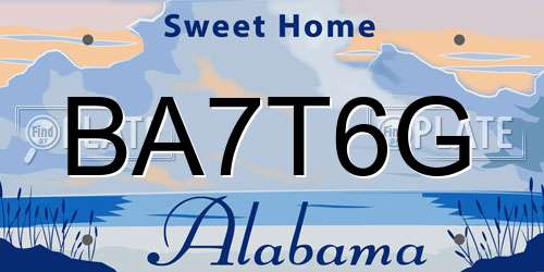 BA7T6G Alabama License Plate