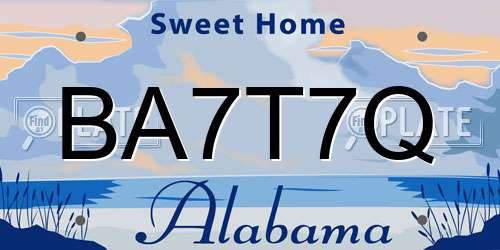 BA7T7Q Alabama License Plate
