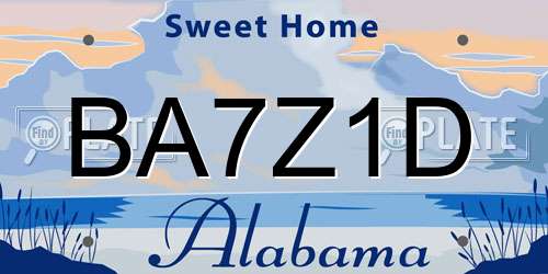 BA7Z1D Alabama License Plate